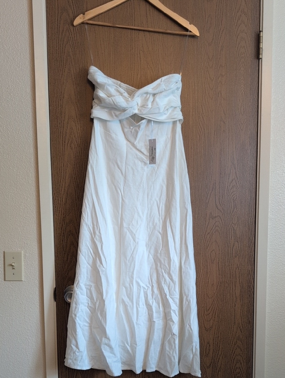 Petal & Pup Strapless White Twist-Bodice Maxi Dress